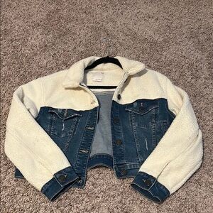 🌼🤍 SO Denim and Cream Sherpa Jacket Cropped